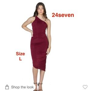 24 Seven One-Shoulder Dress in Deep Red